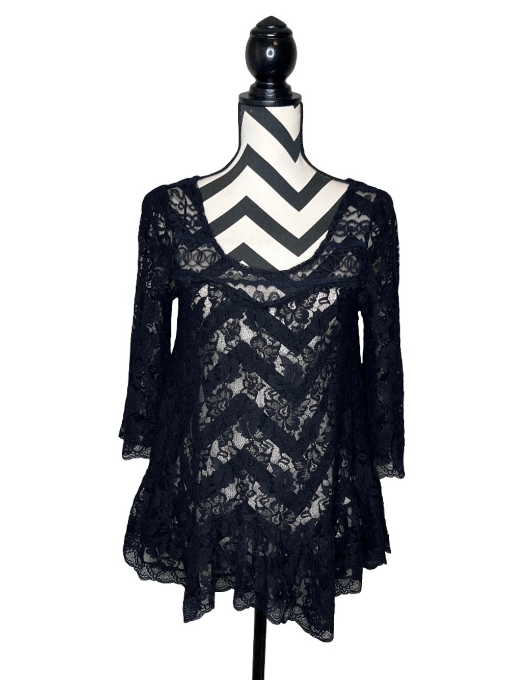 Free People Sz S Whimsigoth Witchy Sheer Lace Layering Flowy Tunic Top